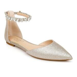 Jewel Badgley Mischka Women's Cassidy‎ Evening Flat Ankle Strap Sandals Size 5.5